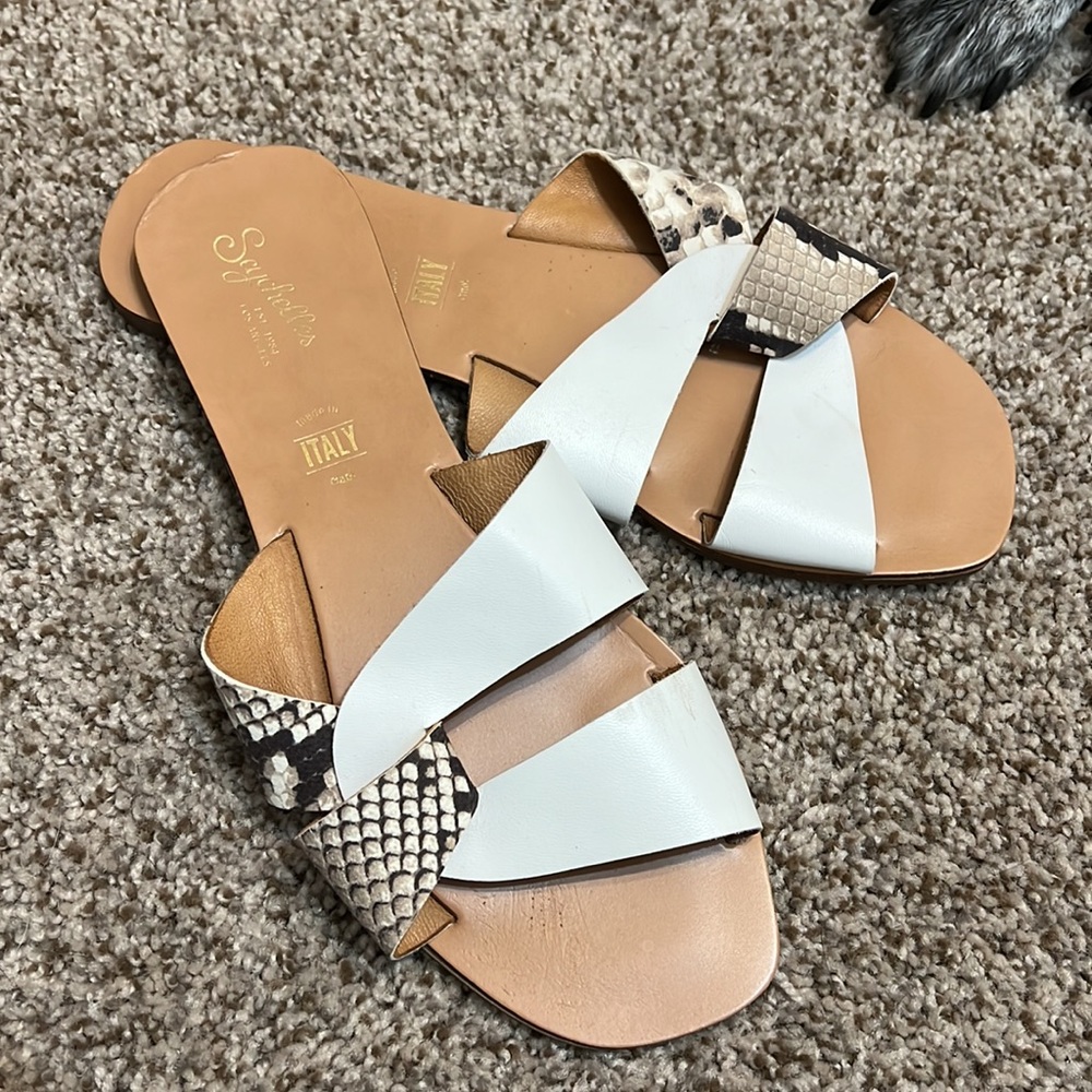 Seychelles RAY OF SUNSHINE WOMENS SNAKE PRINT FLAT SLIDE SANDALS 9.5 - Picture 1 of 7